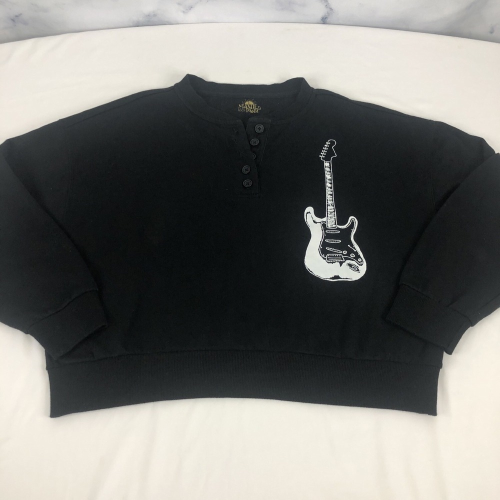 Mamie Ruth RAMBLIN' BandPulloverHenley Sweatshirt Size Large Rock You Face Off